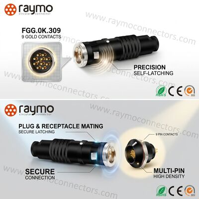FGG.0K.309 9 Pin 360 Degree Shielded Circular Connector Medical Control Equipment Plug